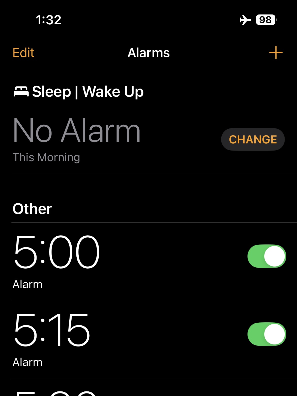 How my alarms looked for a week