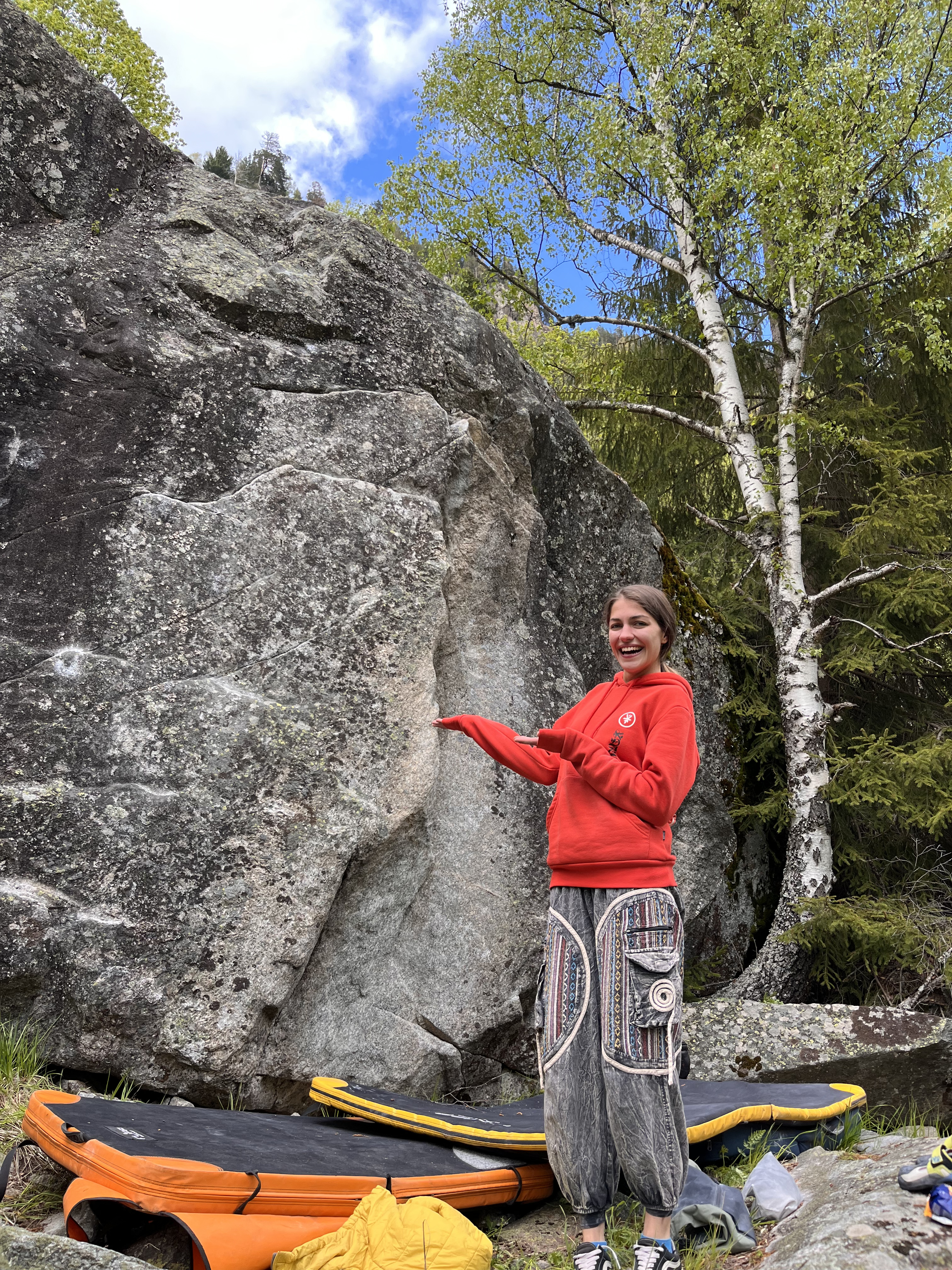 Dalila after her first boulder in Rila